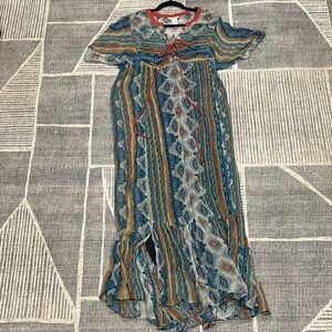 Sundance Blue and Orange Patterned Maxi Dress